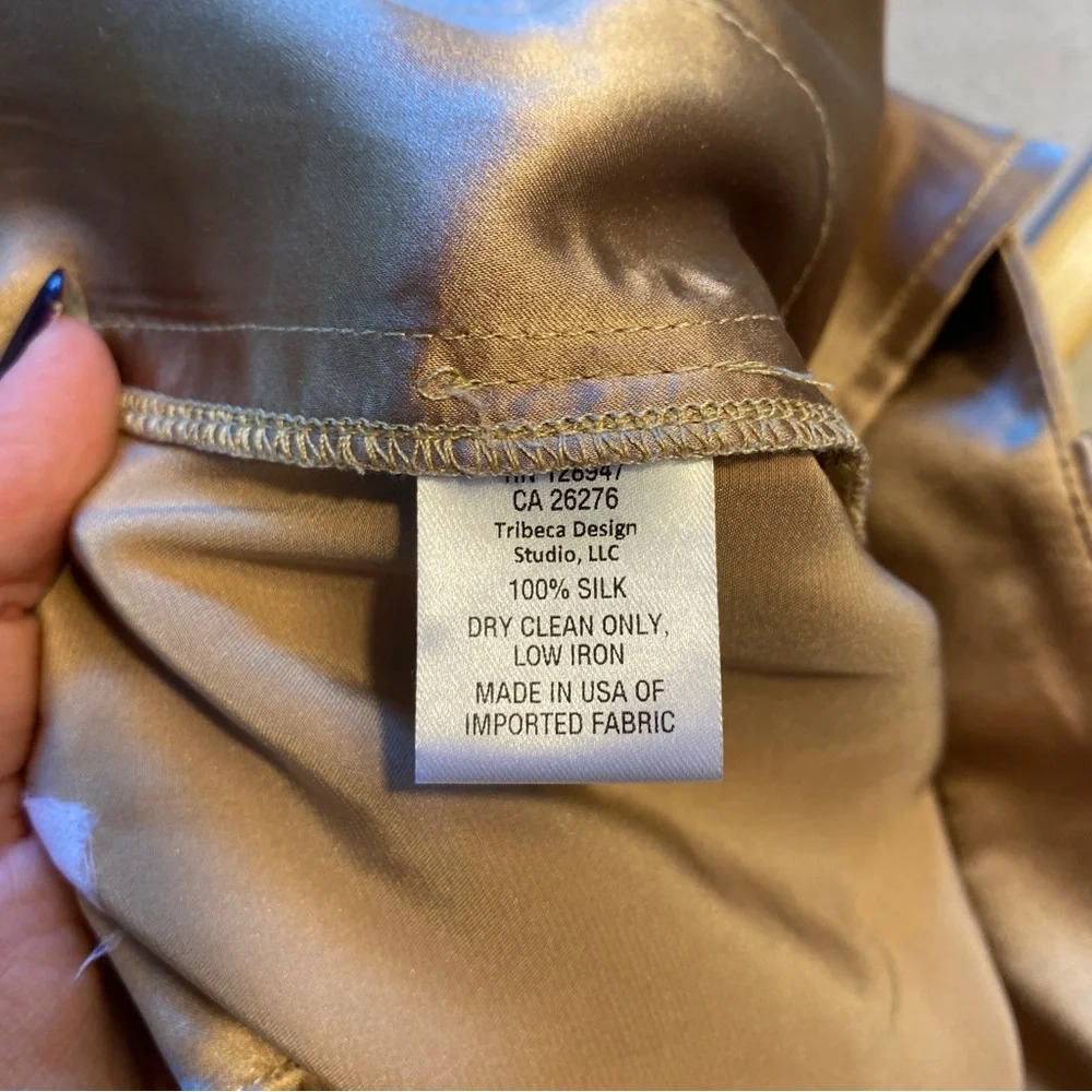 NILI LOTAN flavie pant in khaki 100% Silk Size Woman’s 8 - Picture 12 of 12